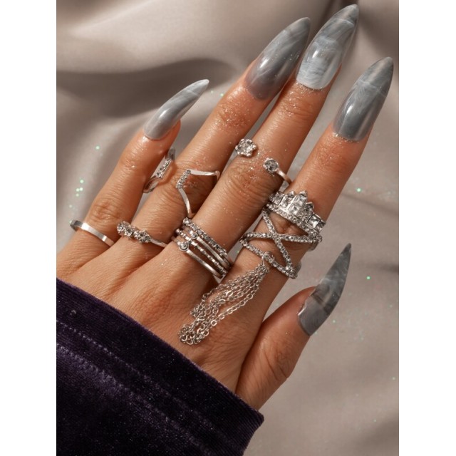 Komplet prstanov v srebrni barvi 8103