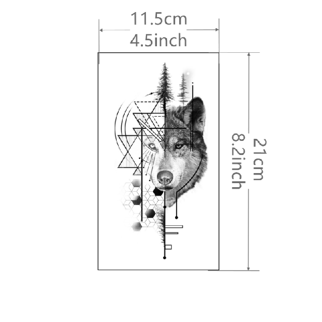 Tatu nalepka za moške, geometrijski abstraktni vzorec volka