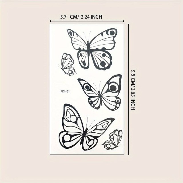 Komplet 30 mini tattoo nalepk z metulji FDI-01