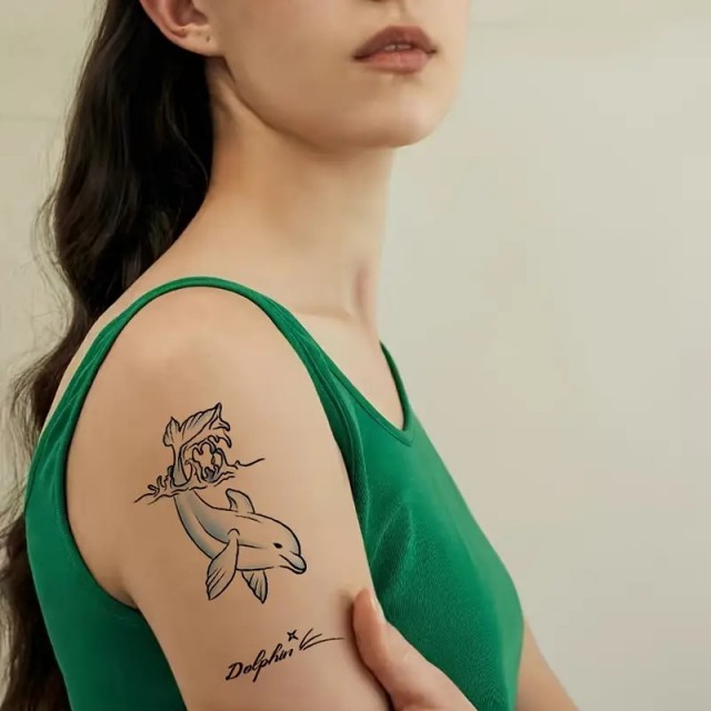 Komplet 4 začasnih tattoo nalepk z delfinom